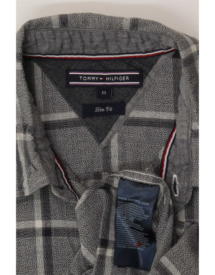 Tommy Hilfiger Herren-Flanellhemd mit schmaler Passform, mittelblau, kariert, Baumwolle