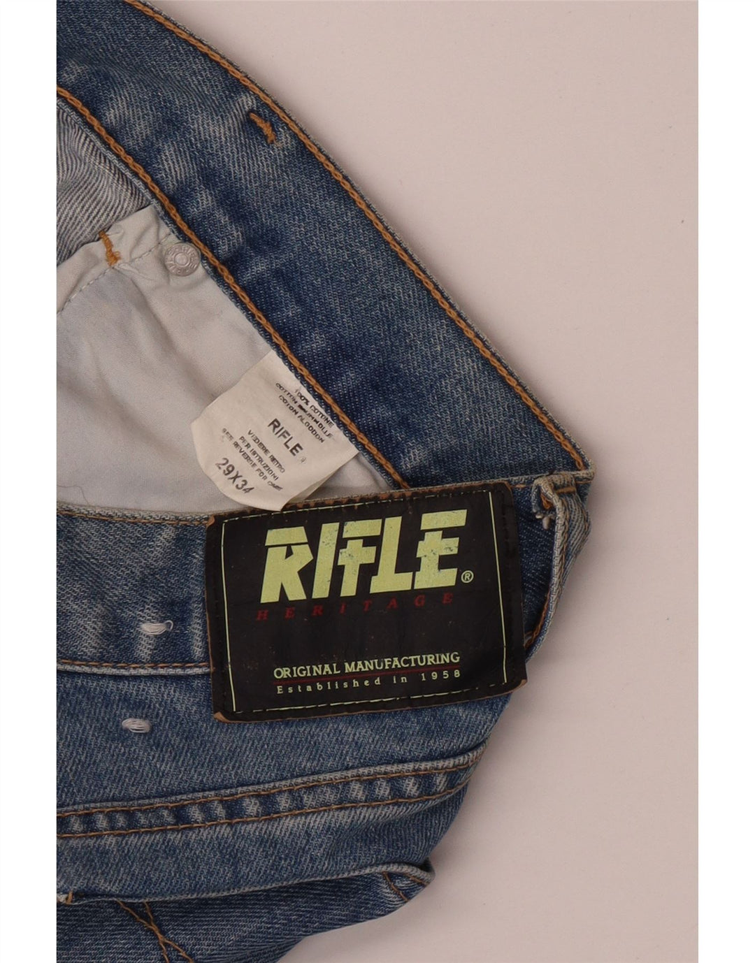 RIFLE Damen Straight Jeans W29 L34 Blaue Baumwolle