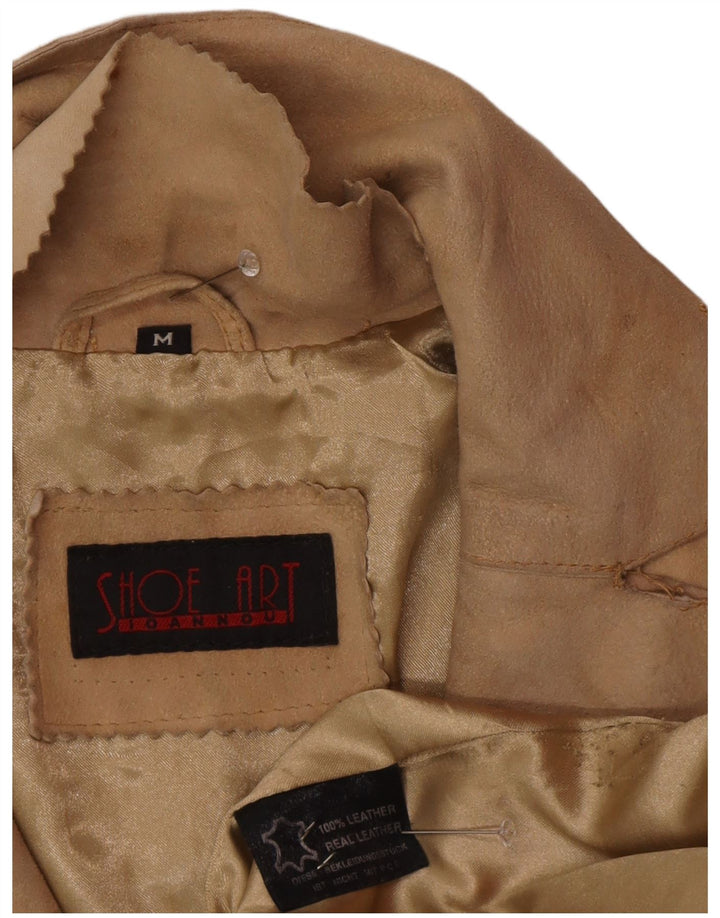 Vintage Damen Wildledermantel UK 12 Medium Beige Leder