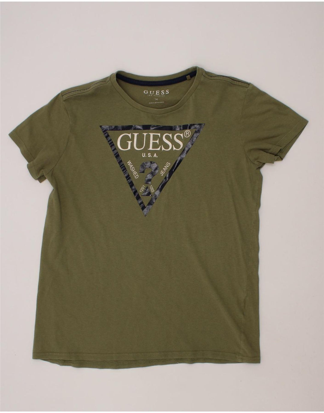 GUESS Boys Graphic T-Shirt Top 13-14 Years Khaki Vintage Guess and Second-Hand Guess from Messina Hembry 