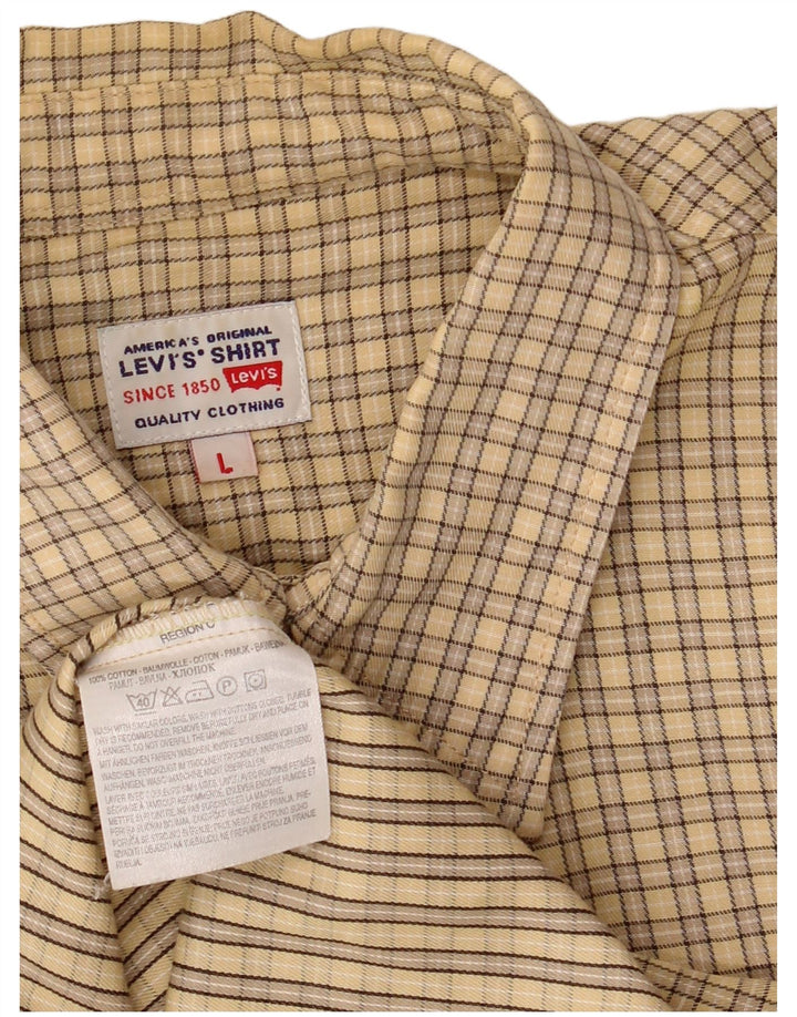 Levi's Herren-Kurzarmhemd, groß, beige, kariert, Baumwolle