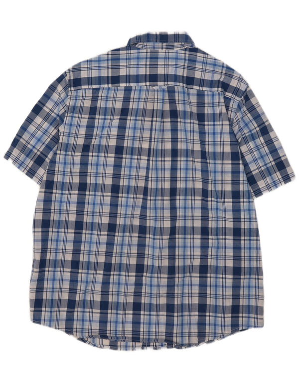 Chaps Herren-Hemd, pflegeleicht, kurzärmelig, 2XL, blau kariert, Baumwolle