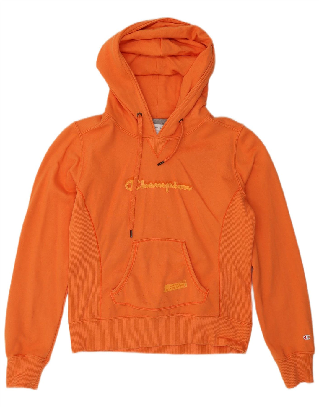 Champion Damen Heritage Classics Graphic Hoodie Pullover UK 10 Small Orange