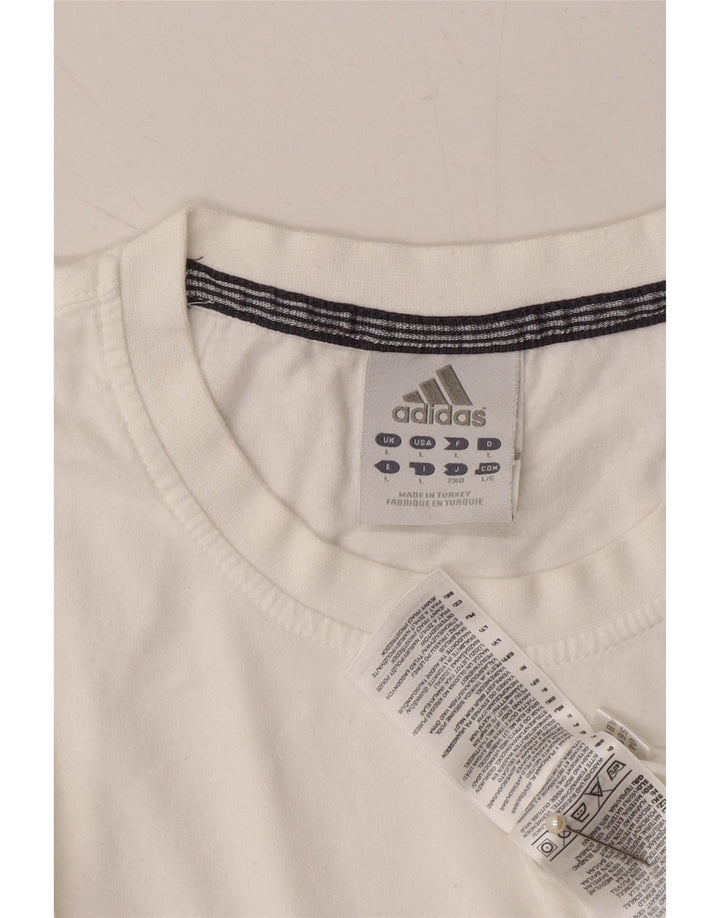 ADIDAS Mens T-Shirt Top Large White Cotton Vintage Adidas and Second-Hand Adidas from Messina Hembry 