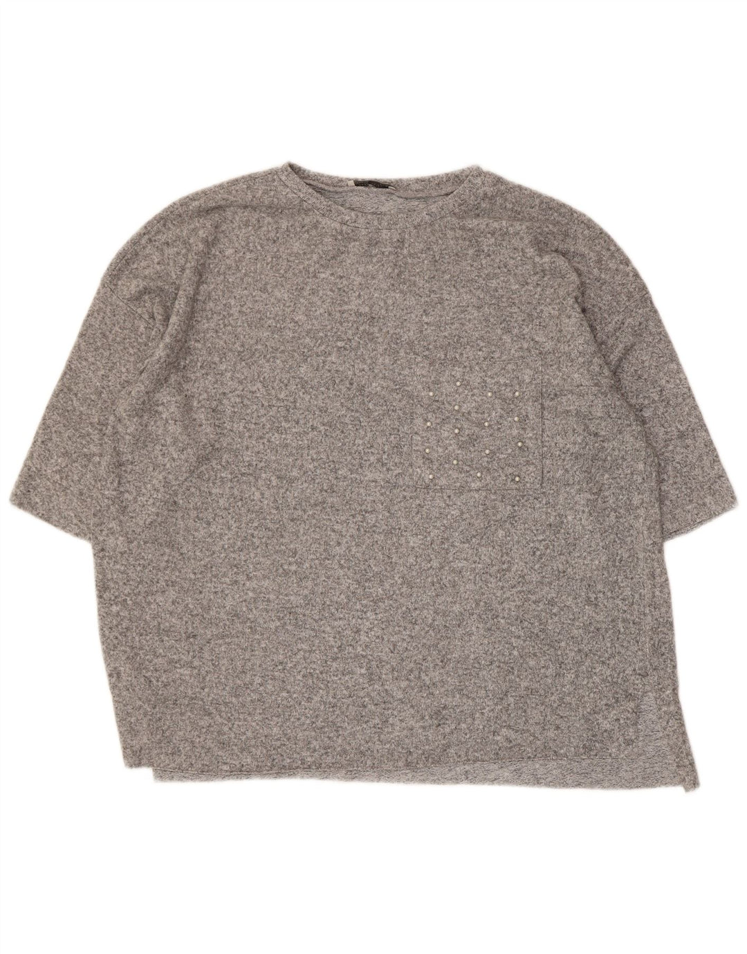 Übergroßes T-Shirt-Oberteil für Damen von Zara, Gr. 10, Größe S, Grau gefleckt