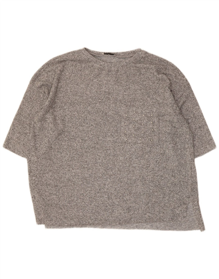 Übergroßes T-Shirt-Oberteil für Damen von Zara, Gr. 10, Größe S, Grau gefleckt