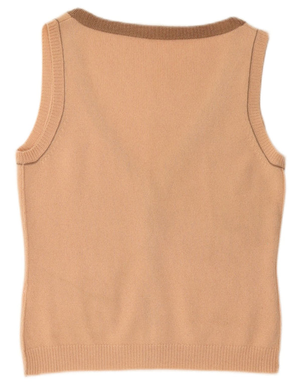 SCHUMACHER Damen Crop Ärmelloser Cardigan Pullover UK 14 Große rosa Wolle