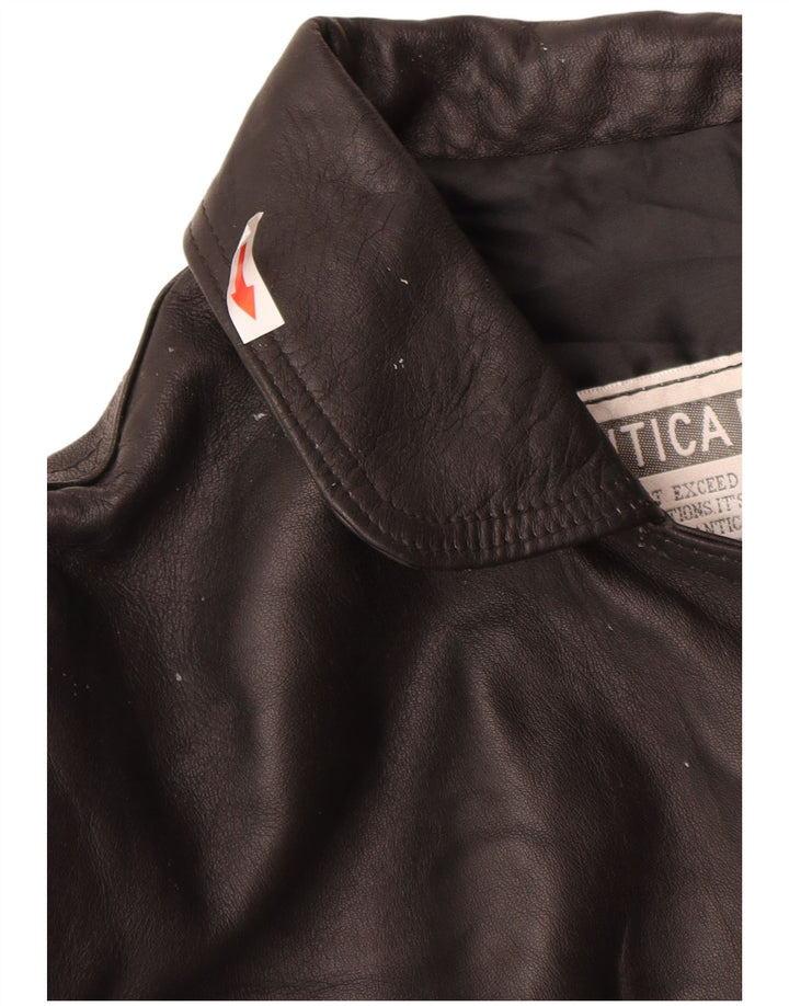 Antica Pelleria Damen Lederjacke UK 14 Mittelschwarzes Leder