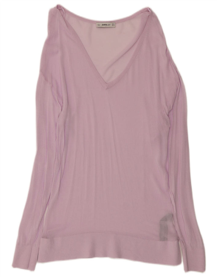 Durchsichtiges Blusenoberteil für Damen von Zara, UK 10, Größe S, rosa Viskose