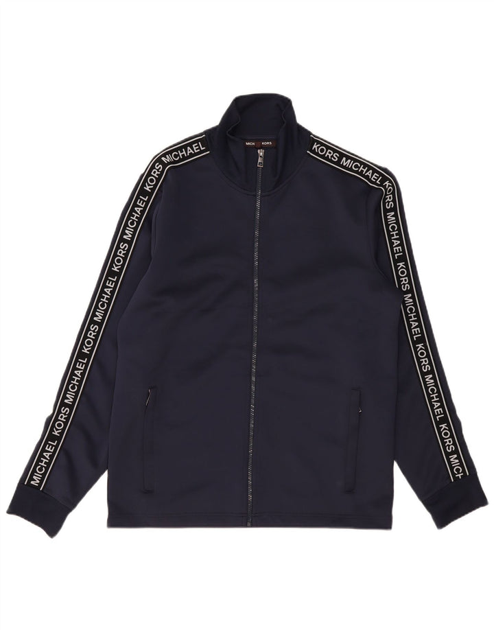 Michael Kors Herren-Trainingsanzugoberteil mit Grafik, mittleres marineblaues Polyester