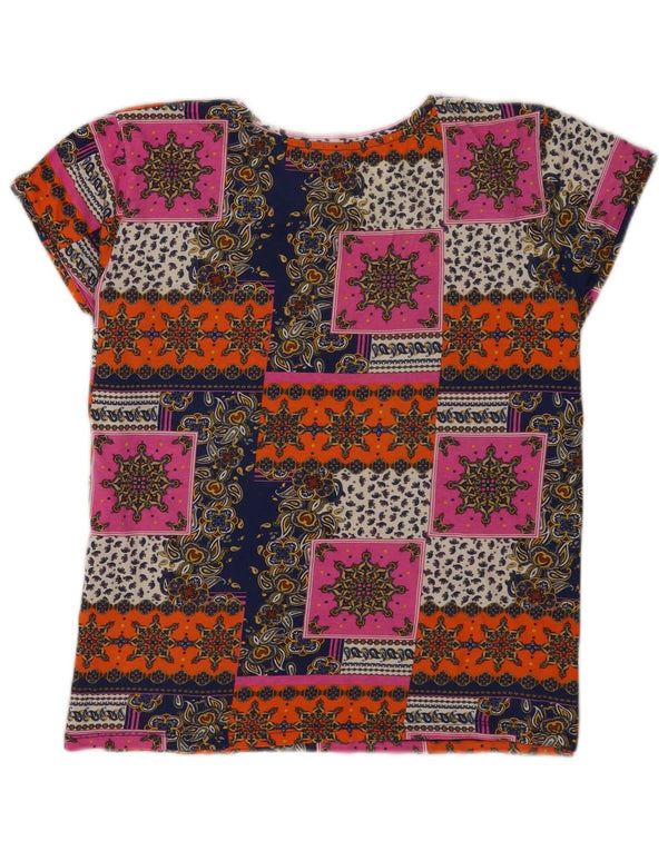 Vintage Damen Grafik T-Shirt Top UK 14 Medium Mehrfarbig Festival