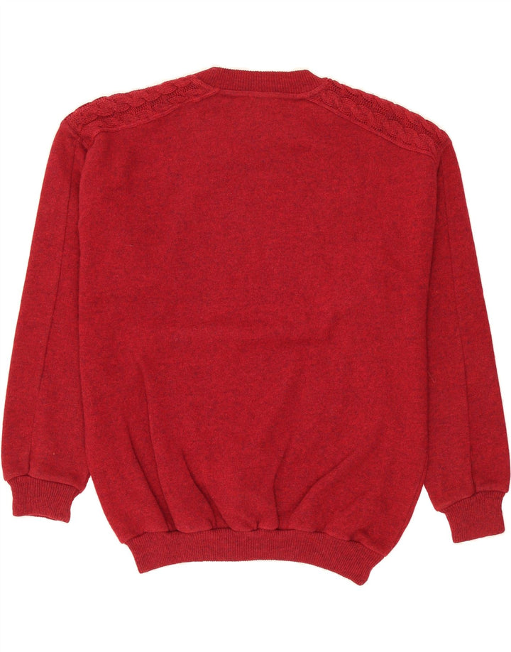 NEW FAST Mens Graphic Crew Neck Jumper Sweater Size 48/50 Medium Red Wool Vintage New Fast and Second-Hand New Fast from Messina Hembry 