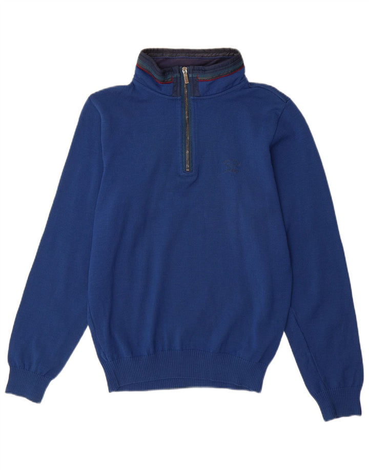 PAUL & SHARK Herren Yachting Pullover mit Reißverschluss am Hals Mittelblaue Schurwolle