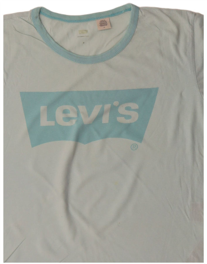 LEVI'S Damen Grafik-T-Shirt-Oberteil UK 14 Mitteltürkis Baumwolle