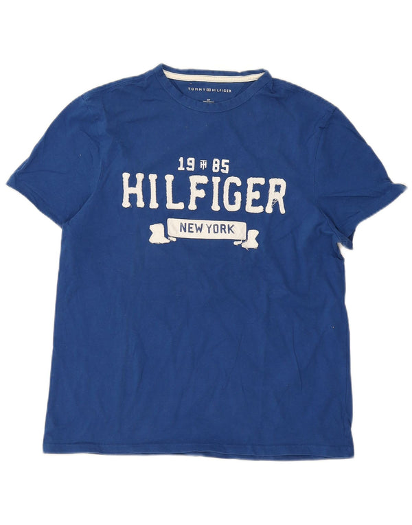 Tommy Hilfiger Damen Übergroßes Grafik-T-Shirt-Oberteil UK 10 Small Blau
