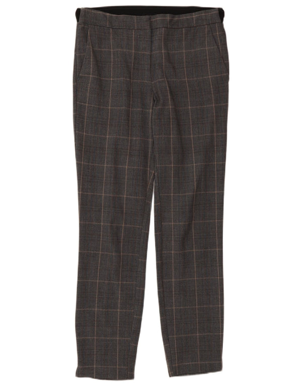 Zara Damen Slim Anzughose XS W24 L27 Grau kariertes Polyester