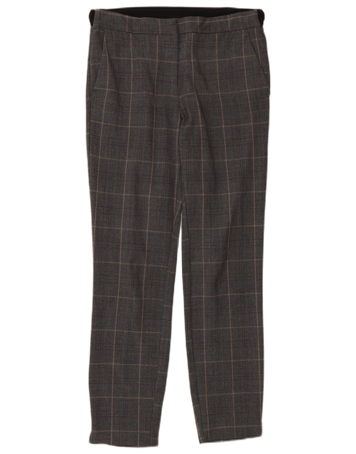 Zara Damen Slim Anzughose XS W24 L27 Grau kariertes Polyester