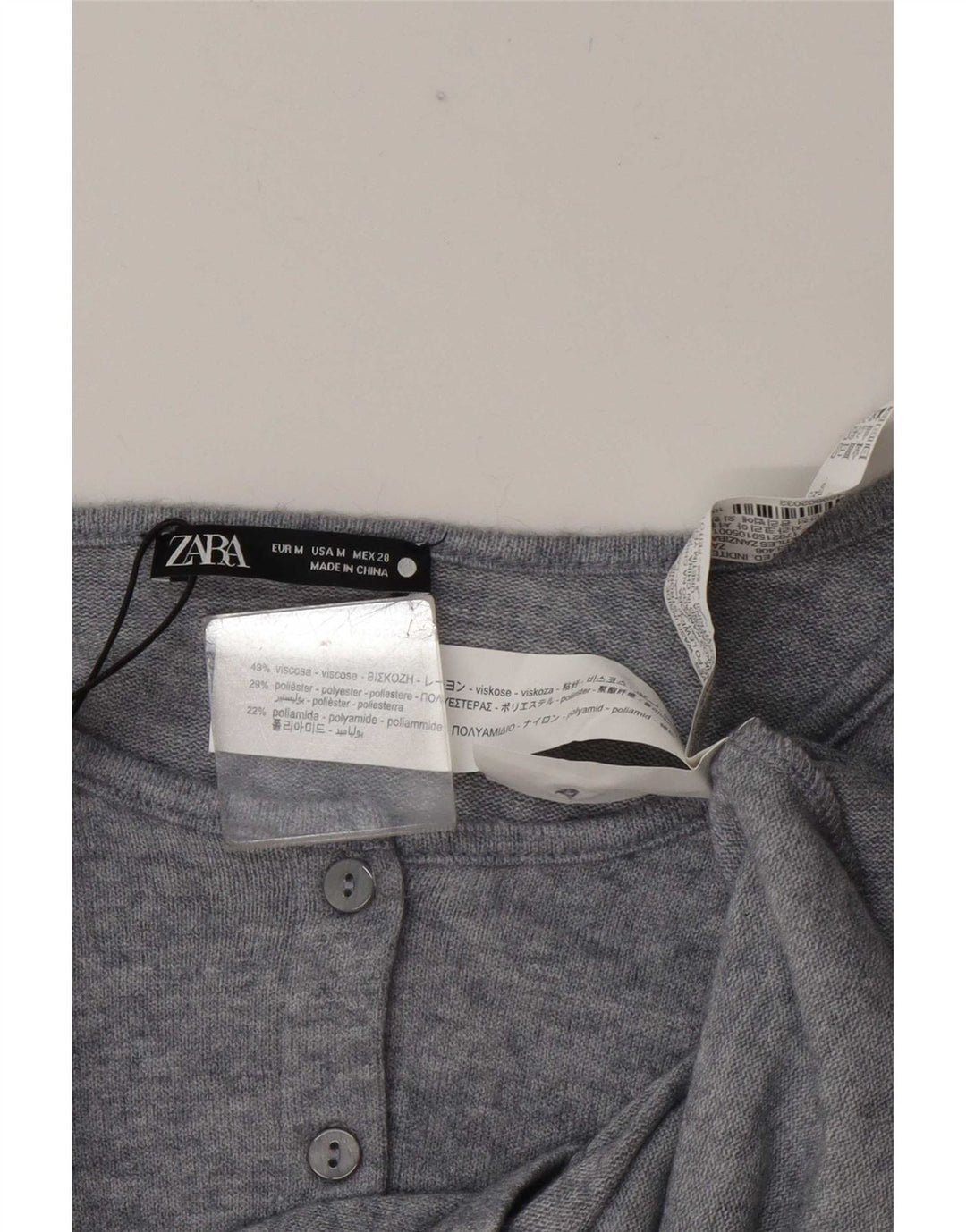 Zara Damen Crop Top UK 14 Mittelgraue Viskose