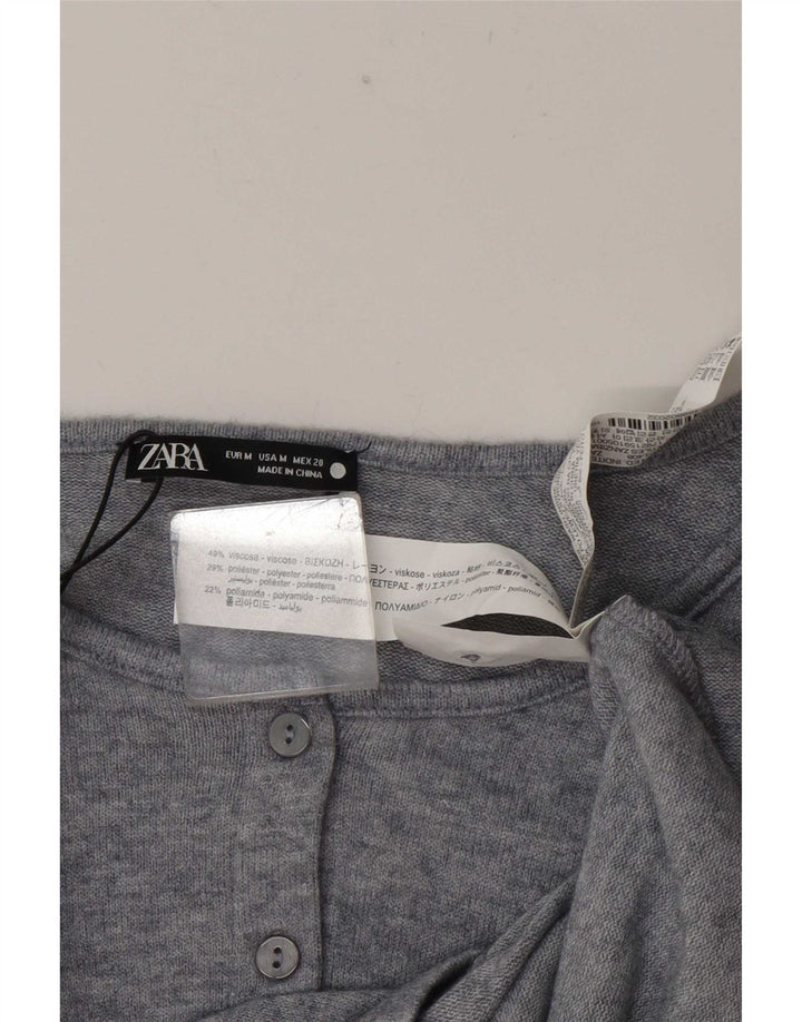 Zara Damen Crop Top UK 14 Mittelgraue Viskose