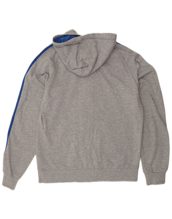 Adidas Herren-Kapuzenpullover mit Reißverschluss, mittelgraue Baumwolle