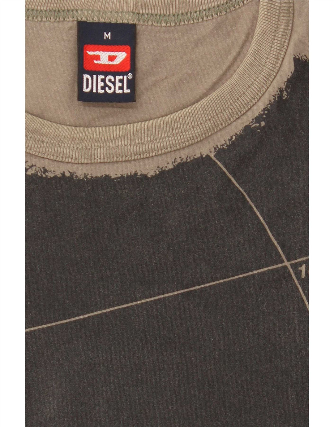 Diesel Herren Grafik-T-Shirt-Oberteil aus mittlerer Khaki-Farbblock-Baumwolle