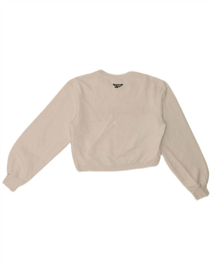 Reebok Womens Graphic Crop Sweatshirt Pullover UK 8/10 Small Weiß Polyester