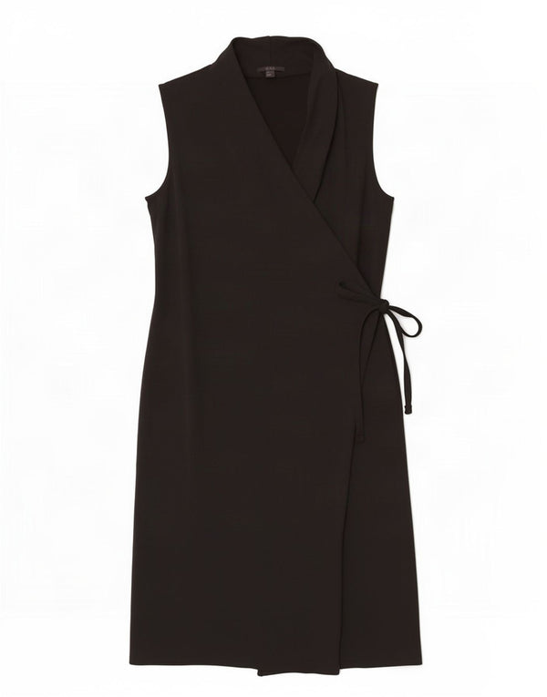Zara Damen Ärmelloses Wickelkleid UK 10 Small Schwarz Viskose