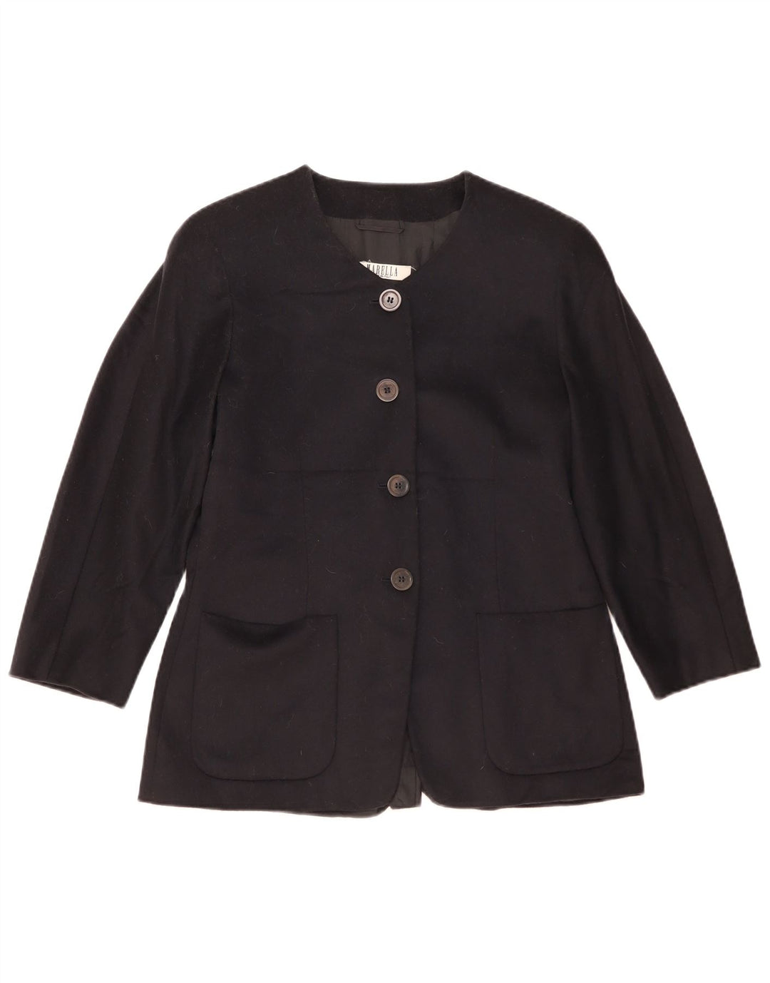 Marella Damen 4-Knopf-Blazerjacke UK 16 Große marineblaue Wolle