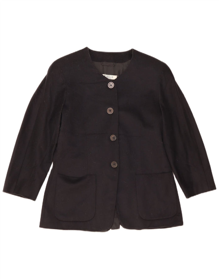 Marella Damen 4-Knopf-Blazerjacke UK 16 Große marineblaue Wolle