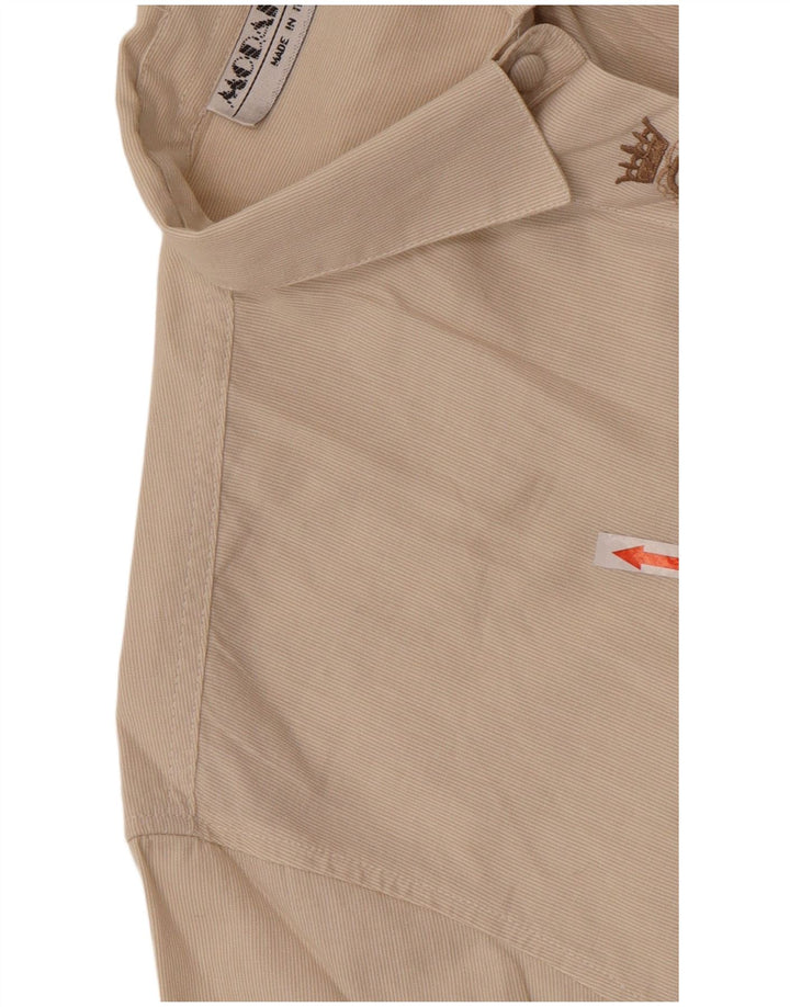Vintage Damen Shirt UK 14 Große Beige Nadelstreifen