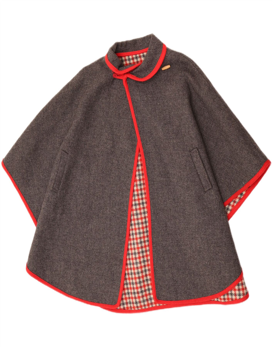 Vintage Damen Cape Mantel Einheitsgröße Graue Wolle