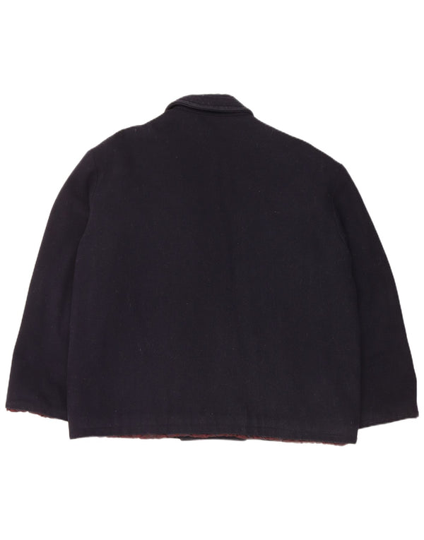 Vintage Damen Zweireihige Bomberjacke UK 18 XL Marineblau