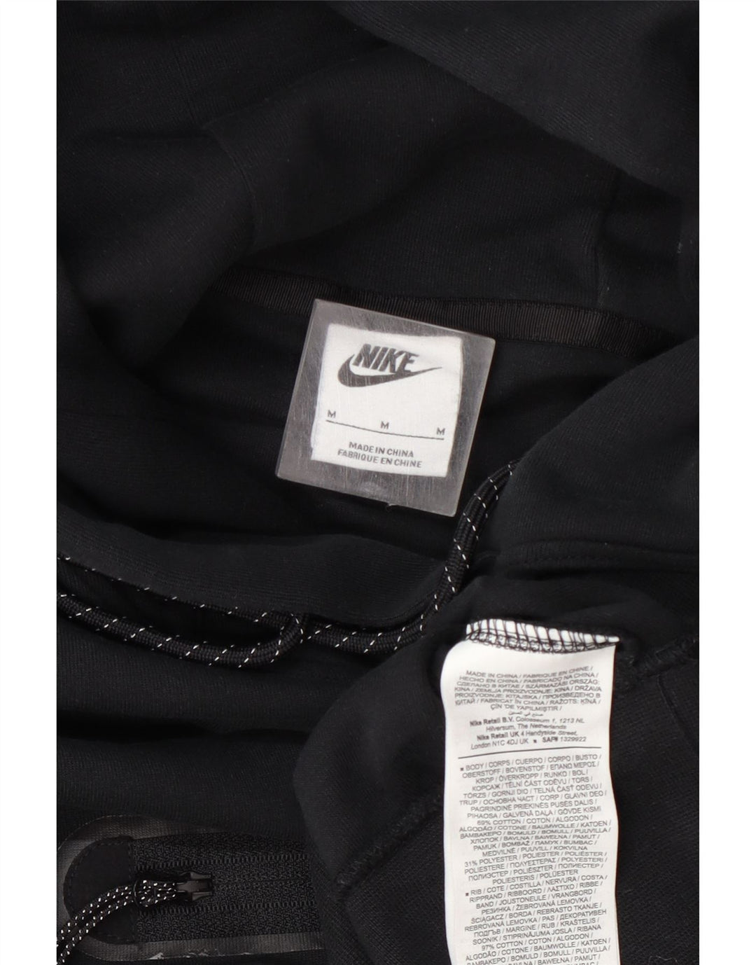 Nike Womens Crop Oversized Hoodie Pullover UK 14 Mittelschwarze Baumwolle