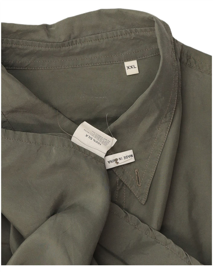 VINTAGE Herrenhemd 2XL Khaki Seide