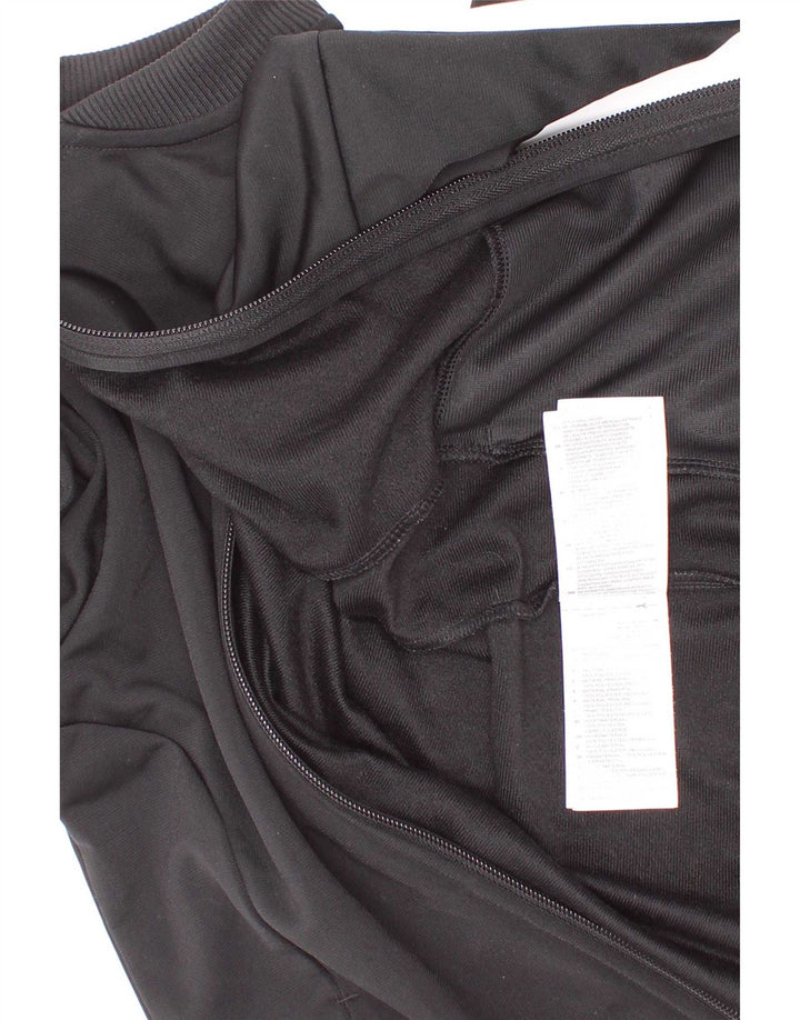 Adidas Mädchen-Trainingsanzug-Top-Jacke, 7–8 Jahre, schwarzes Nadelstreifen-Polyester