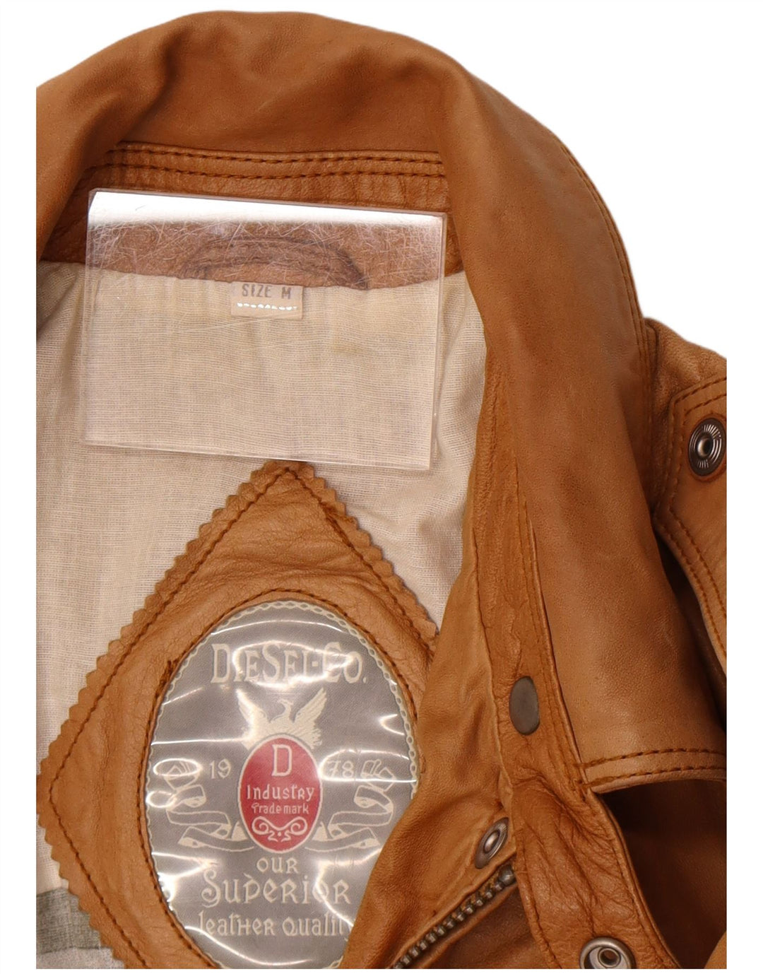 Diesel Herren Lederjacke UK 38 Medium Beige Leder