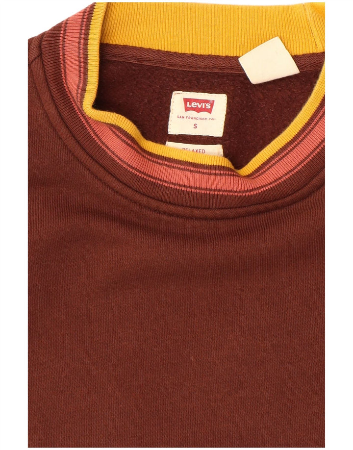 Levi's entspannter Herren-Sweatshirt-Pullover aus kleiner, brauner Colourblock-Baumwolle