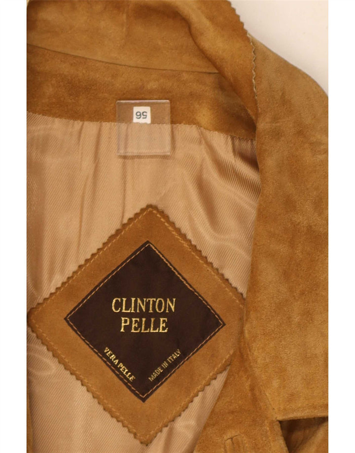 Vintage Herren 4-Knopf-Wildleder-Blazerjacke IT 56 3XL Beige