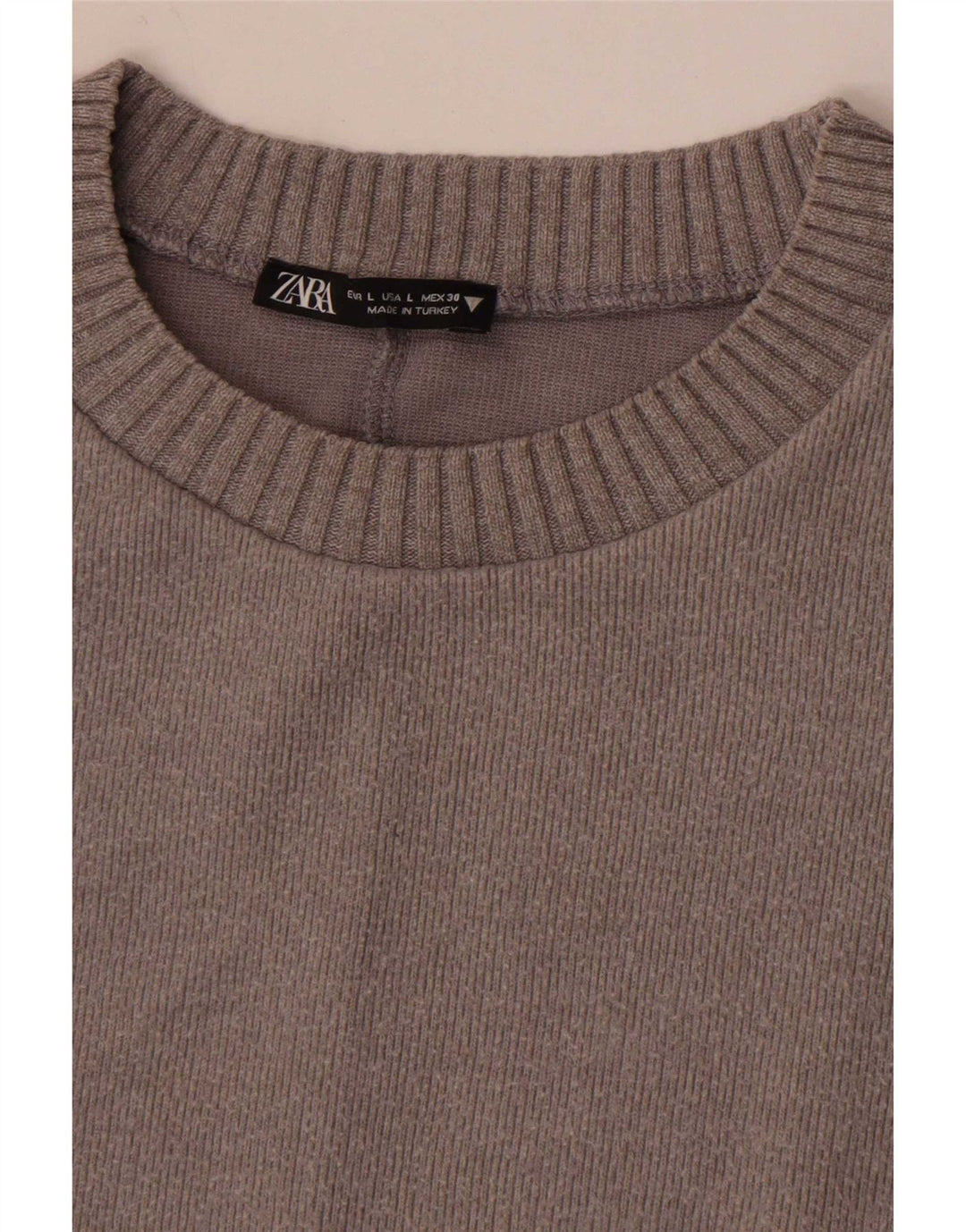 Zara Damen-Pullover, übergroß, Rundhalsausschnitt, Größe 44, Grau