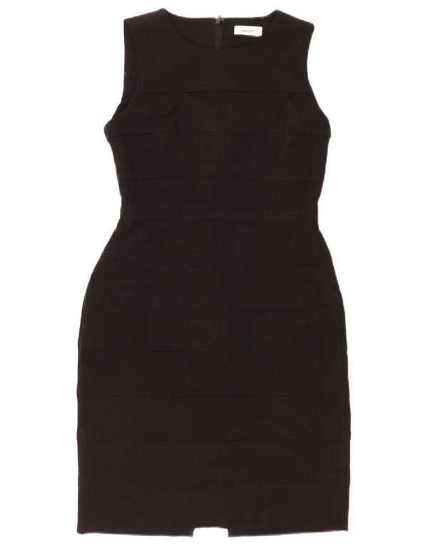 Calvin Klein Damen Ärmelloses Etuikleid UK 8 Small Schwarz Polyester