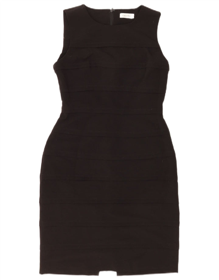 Calvin Klein Damen Ärmelloses Etuikleid UK 8 Small Schwarz Polyester
