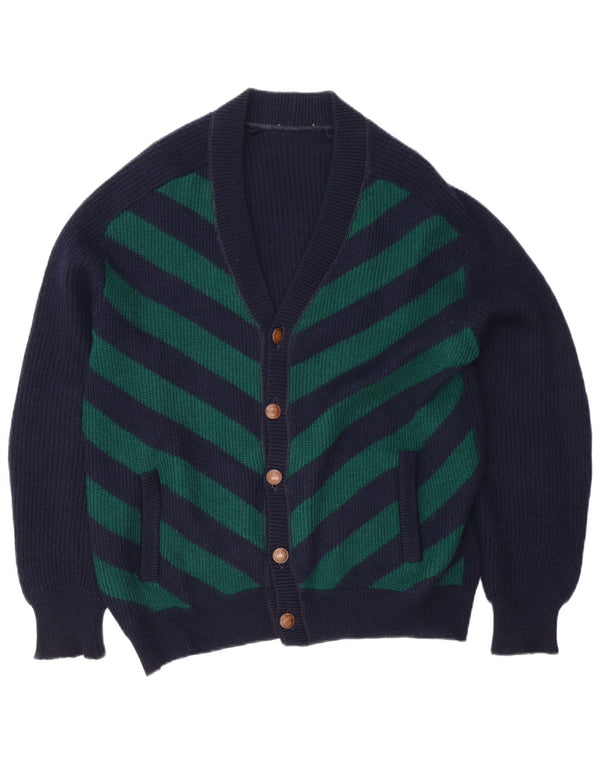 Vintage Herren Cardigan Pullover XL Marineblau gestreift