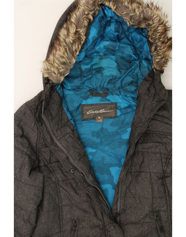 EDDIE BAUER Womens Hooded Padded Jacket UK 12 Medium Grey Nylon Vintage Eddie Bauer and Second-Hand Eddie Bauer from Messina Hembry 