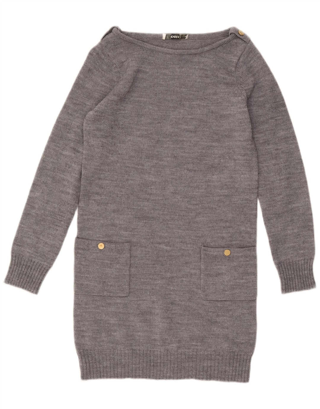 Oasis Damen Pulloverkleid UK 10 Small Grau gesprenkelte Wolle