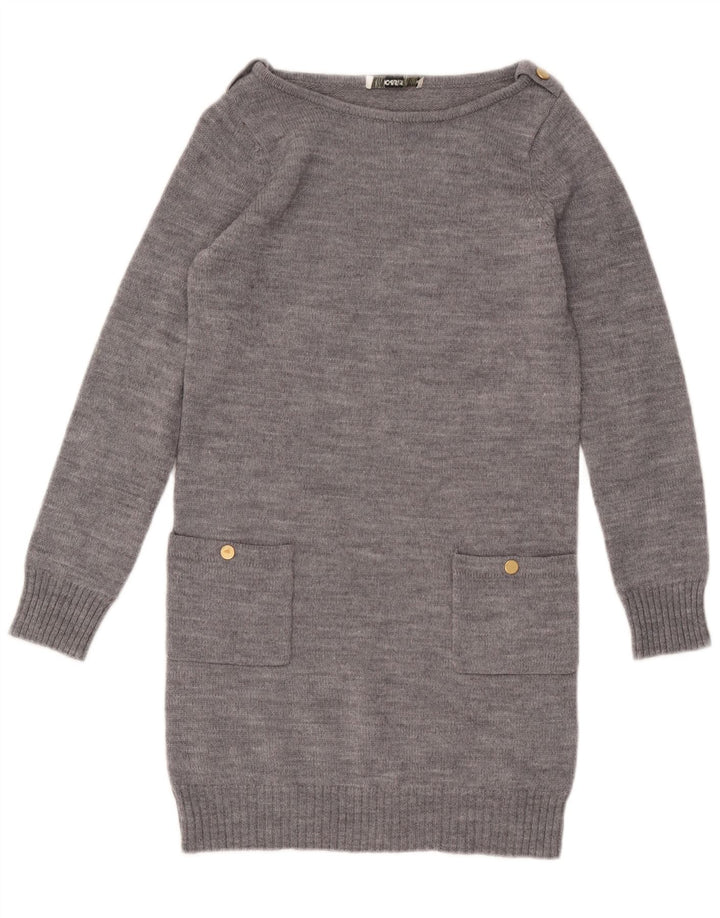 Oasis Damen Pulloverkleid UK 10 Small Grau gesprenkelte Wolle