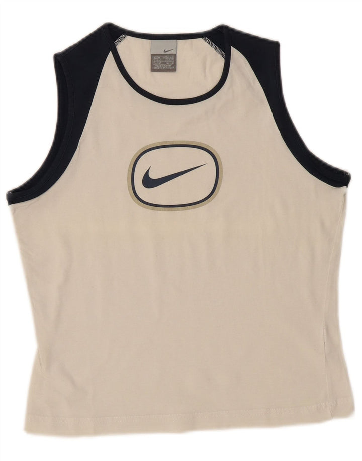 Nike Damen Crop Graphic Vest Top UK 10/12 Mittelweiß Farbblock