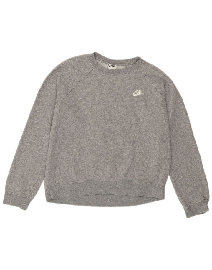 Nike Womens Loose Fit Sweatshirt Pullover UK 12 Mittelgraue Baumwolle