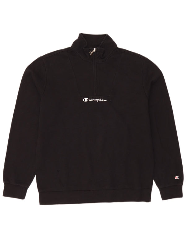 Champion Jungen-Sweatshirt mit Reißverschluss am Hals, 15–16 Jahre, 2XL, schwarze Baumwolle