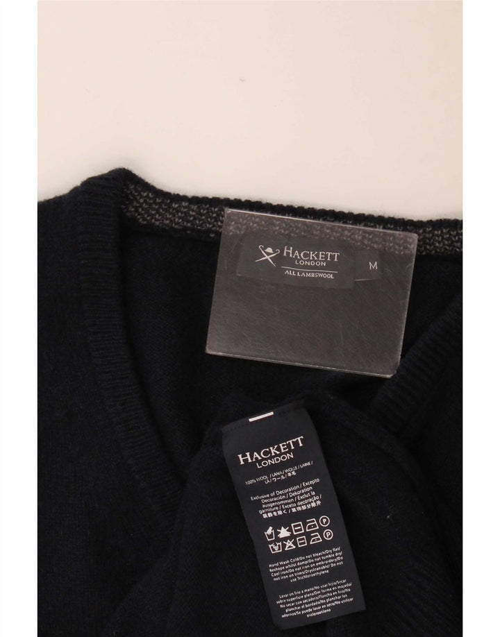 Hackett Herren-Pullover mit V-Ausschnitt, mittlere marineblaue Lammwolle