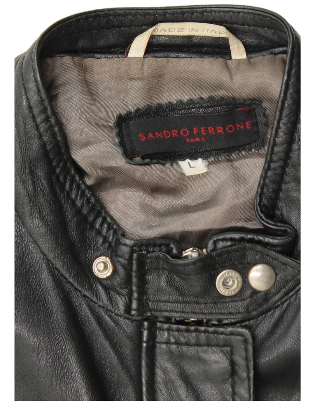 SANDRO FERRONE Damen Lederjacke UK 14 Großes schwarzes Leder